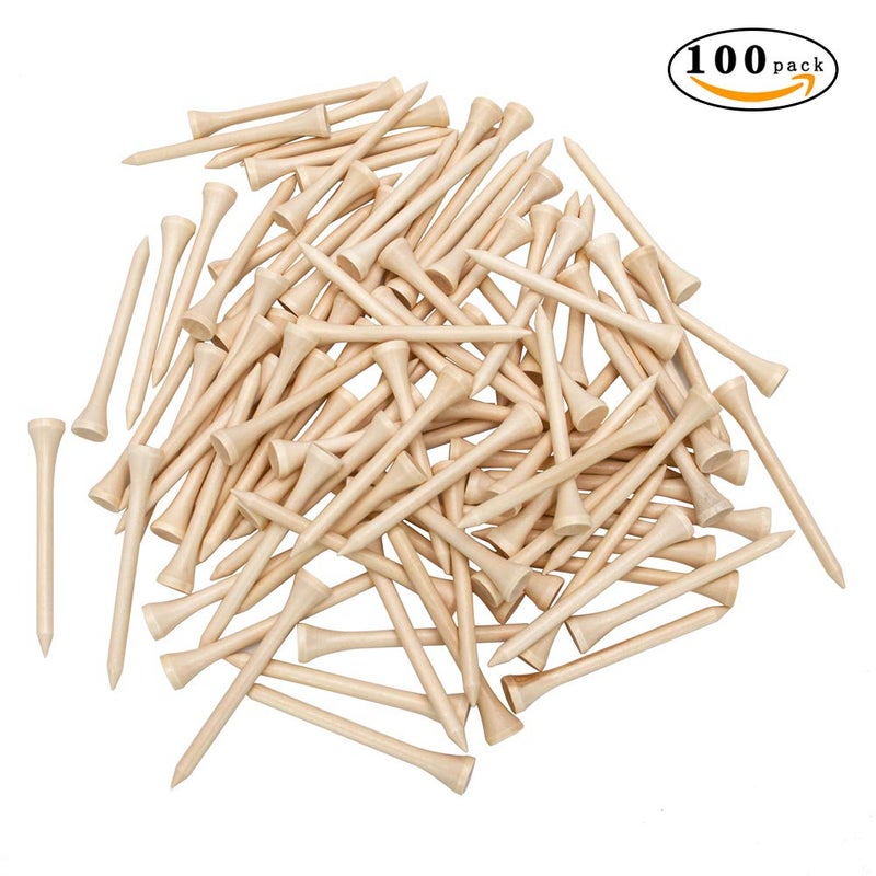THIODOON Golf tees 2 1/8 inch Less Friction Wood Tees Training for Golfer Professional Natural Wood Golf tees Bulk 100 Count Golfing Tees(Wood,2-1/8 inch 54mm) - Image 2